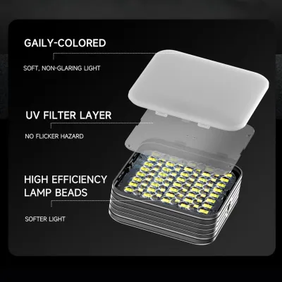 Obrázok produktu pre Mini LED výplňové svetlo, video, 2500-9000 K, stmievateľné, na konferencie, pre počítač, tablet, mobilný telefón, DSLR fotoaparát, integrovaná nabíjateľná batéria s klipom na obrazovku a držiakom na studenú päticu