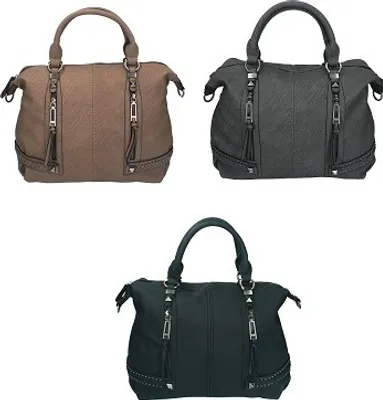 Produktbild von Damen Handtasche MILANO 3 Henkeltasche Umhängetasche mit Reißverschluss, Schulterriemen und zwei Henkeln Farbe - schwarz - CZ27463