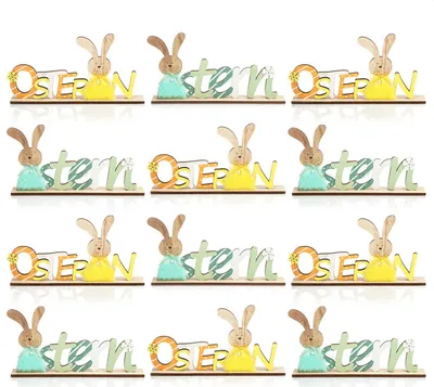 Produktbild von COM-FOUR® 12x Deko Aufsteller für Ostern - Schriftzug mit Osterhasen