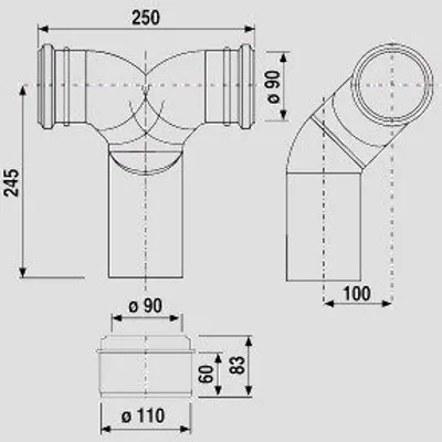 Produktbild von SANIT 58.815.00..0000 Wand-WC Doppelbogen 90Gr