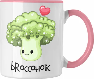Produktbild von Trendation - Lustige Broccoli-Tasse "Broccoholic" Witziges Geschenk für Gemüseliebhaber (Rosa)