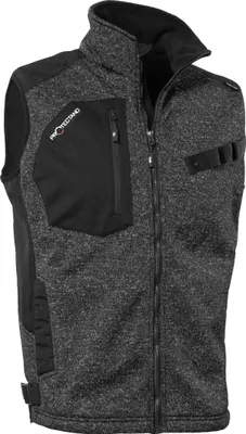 Produktbild von Qualitex Strick-Fleeceweste - wärmende (melange) Strickfleece-Übergangsweste - Softshell & Cordura - in Farbe: schwarz/meliert - Herren: M - Damen: 40