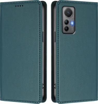 Produktbild von Handyhülle für Xiaomi 12 Lite, Kunstleder Klapphülle Stoßfeste Magnetische Hülle mit Ständer Grün