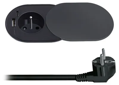 Obrázok produktu pre Zásuvka kancelárska 2m/1zás+1xUSBA+1xUSBC 20W SOLIGHT PP124CB-PD20 čierna