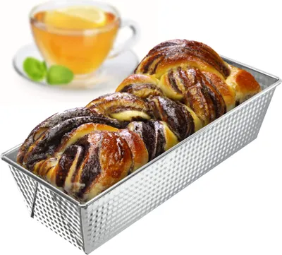 Obrázok produktu pre KADAX Obdĺžniková forma na pečenie chleba "Ellos", forma na koláč s nepriľnavou vrstvou, forma na pečenie, strieborná, 30 cm