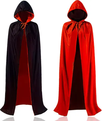 Produktbild von Halloween Umhang mit Kapuze Wendeumhang Rot Schwarz 140cm Uni Vampirkostüm für Kinder & Erwachsene - Kostüm für Fasching, Karneval & LARP
