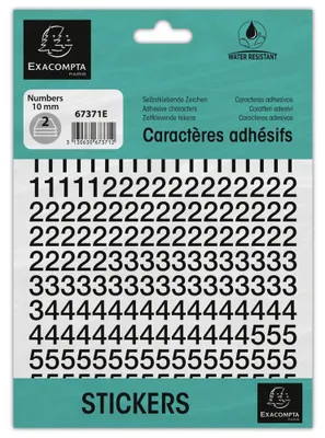 Produktbild von EXACOMPTA Selbstklebezahlen 0-9 10 mm schwarz