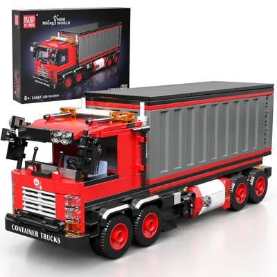 Immagine prodotto di Mould King 24069, camion giocattolo con blocchi da costruzione, modello di camion con container, kit di modellismo, camion rosso, modello MOC, oggetti da collezione, regalo per bambini e adulti (8+), 630 pezzi