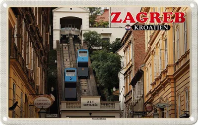 Produktbild von vianmo Blechschild 20x30 cm Zagreb Kroatien Standseilbahn Uspinjaca Bildmotiv Reisemotiv Abenteuer Reisen Urlaub