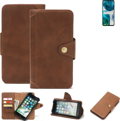 Produktbild von K-S-Trade Handyhülle für Motorola Moto G52 Schutz Hülle Walletcase Bookstyle Tasche Case Handytasche Wallet Flipcase Cover PolyurethanBraun (1x)