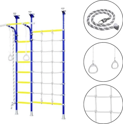 Produktbild von Wallbarz Sprossenwand kinderzimmer aus metal Funny Monkey 9D | Kletternetz Kinder indoor mit Deckenmontage