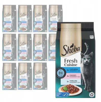 Produktbild von SHEBA Portionsbeutel Katzennassfutter Multipack Fresh Cuisine Taste of Tokyo mit Thunfisch, Lachs und Weißfisch, 12x6x50g