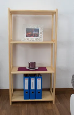 Produktbild von Bücherregal - 60 cm breit, Kiefer Holz-Massiv, Farbe: Natur