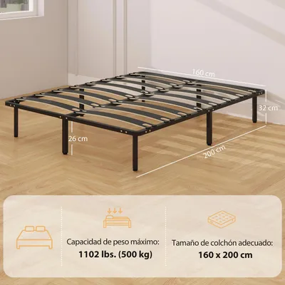 Image de Cadre de lit - Base de lit 160x200 cm - Hauteur 26 cm - Sans espace de rangement - A monter soi-même - Noir