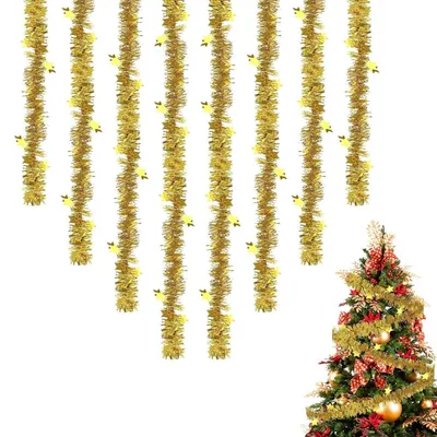 Produktbild von Weihnachts-Lametta-Girlande 8 Stück mit Sternpailletten 2m Gold