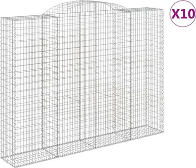 Zdjęcie produktu dla vidaXL Gabiony z wysokim łukiem 10 szt. 300x50x220/240cm Ocynkowane żelazo