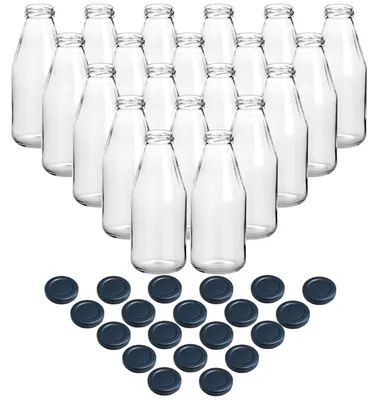 Obrázok produktu pre Sada 20 sklenených fliaš, objem 500 ml, so skrutkovacím uzáverom, určená na uskladnenie džúsu a oleja
