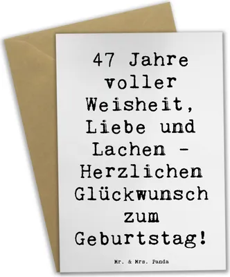 Produktbild von Mr. & Mrs. Panda babykarte Spruch 47. Geburtstag - Weiß - Geschenk, einladungskarten, Grußkarten, Besondere Anlässe, Happy Birthday, Freund, neujahrskarte, Grußkarte