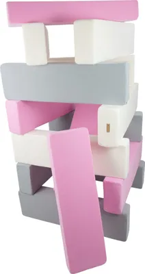 Zdjęcie produktu dla Wieża Jenga komplet 15 dużych klocków piankowych Wieża Jenga komplet 15 dużych klocków piankowych (kolor: biały,pudrowy róż,szary)
