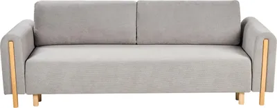 Zdjęcie produktu dla BELIANI Sofa rozkładana szara tapicerowana materiałowa ze schowkiem 3-osobowa kanapa z funkcją spania klik-klak