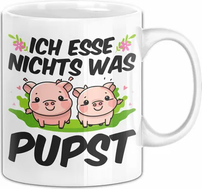 Produktbild von Veganer Tasse Geschenk Ich Esse Nichts Was Pupst Schweine Geburtstag Kaffee-Becher (Weiß)