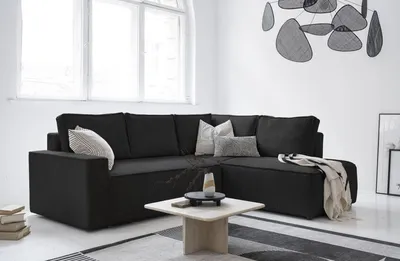 Produktbild von MIUFORM Brave Dave - Ecksofa mit Bettfunktion und Bettkasten L-FORM RECHTS - 247x194cm - Cord Anthrazit - Sofa Schlafsofa Couch