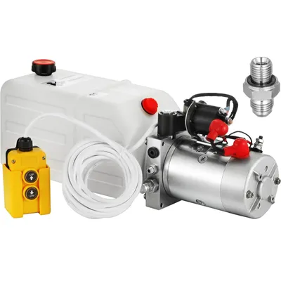 Zdjęcie produktu dla Elektryczna pompa hydrauliczna, 7 litrów, jednostronnego działania, zbiornik z tworzywa sztucznego, prąd stały 12 V