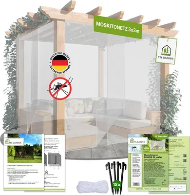 Produktbild von TTL GARDEN Moskitonetz Deluxe XL 300x300x250cm – 2 Eingänge weiß
