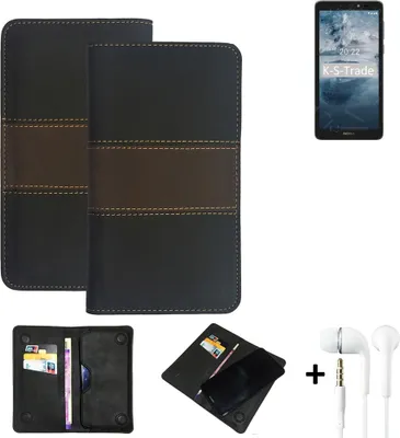 Produktbild von K-S-Trade Handyhülle + Kopfhörer kompatibel mit Nokia C2 2nd Edition Schutzhülle Walletcase Bookstyle Tasche Schutz Case Hülle Wallet Cover