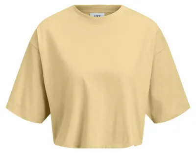 Imagen del producto de JJXX, camiseta corta holgada para mujer, modelo Jxandrea, línea JRS Noos, color Sunlight, talla XL