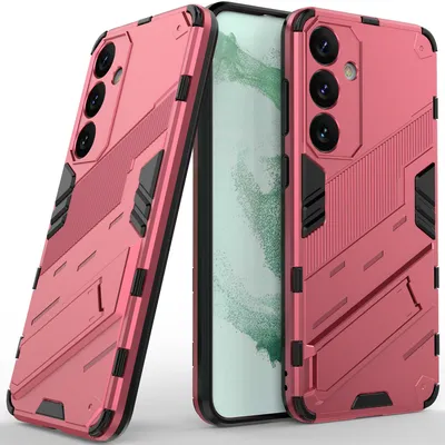 Produktbild von Armor Hülle für Samsung Galaxy S24, Hybrid PC TPU Bumper Stoßfestes Schutzhülle mit Standfunktion Rosa