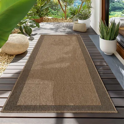 Produktbild von Teppium In- & Outdoor Teppich Wetterfest im natürlichen Jute-Look, ideal für Wohnzimmer, Küche, Terrasse & Balkon, Grösse: 80x250 cm