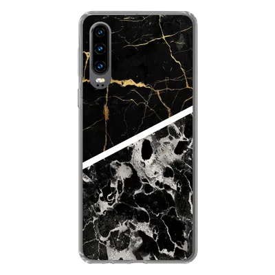 Produktbild von MuchoWow® Handyhülle Schutzhülle Hülle für Huawei P30 Marmor - Gold - Luxus Silikon Softcase Handy Hülle - Kartenbesitzer