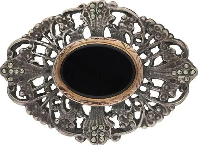 Produktbild von JuwelmaLux Trachtenbrosche Silber, geschwärzt und vergoldet mit Onyx JL30-01-4353