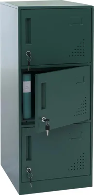 Produktbild von Spind HWC-P63, Schließfach Wertfachschrank Schließfachschrank 3 Türen, 90x38x45cm Stahl  grün