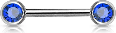 Produktbild von viva-adorno Nippel Barbell Piercing Stab Brustpiercing Chirurgenstahl Doppel Front Kristall Kugeln verschiedene Farben Z283, blau