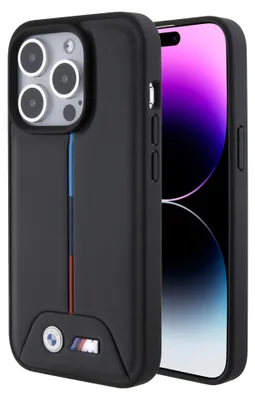 Obrázok produktu pre Bmw Bmhcp15L22Pvtk Iphone 15 Pro 6.1 Black/Black Pevné prešívané puzdro Tricolor