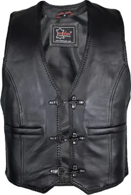 Produktbild von Herren Biker Motorrad Lederweste Kutte Lederkutte Chopperweste Clubweste Rocker(3XL)