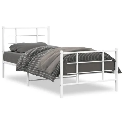 Produktbild von vidaXL Bettgestell mit Kopf- und Fußteil Metall Weiß 90x190 cm