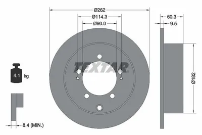 Produktbild von 2 Textar Bremsscheiben 262mm hinten für Mitsubishi Pajero Pinin