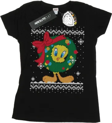 Produktbild von Looney Tunes - "Tweety Pie Christmas Fair Isle" T-Shirt für Damen BI27043 (XXL) (Schwarz)