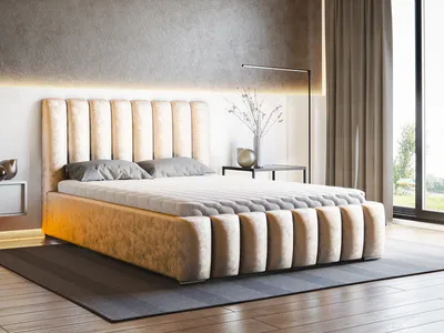 Produktbild von Furmeb24 - NERO - 200 x 200 cm - Polsterbett aus Holzrahmen , Doppelbett mit h¶her Kopsttze - Ohne Matraze - (AMV 4323)