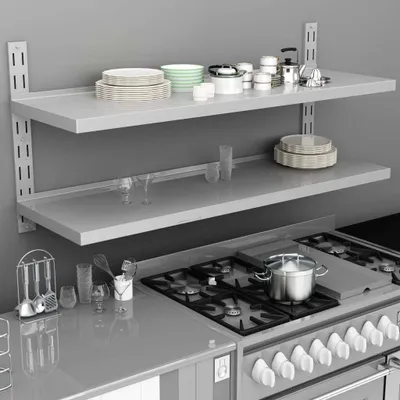 Image de Maison Exclusive - Étagère murale avec 2 tablettes en acier inoxydable 150 x 30 cm