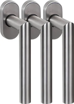 Produktbild von Edelstahl Fenstergriff Set FG 4 L-Form 3 Stück Fensterbeschlag V2A Griff Drücker