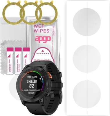 Produktbild von apgo 3 Stück Schutzfolie, klar, kompatibel mit Garmin Fenix 7 Pro Smartwatch, Hydrogel Displayschutzfolie mit Positionierhilfe, Displayfolie, robust und kratzfest