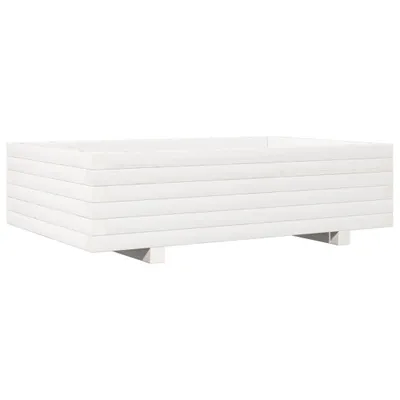 Image de Jardinière blanc 90x60x26,5 cm bois de pin massif