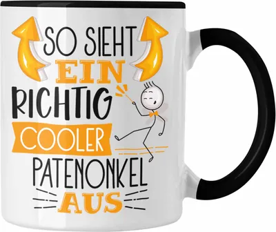 Produktbild von Trendation - Patenonkel Tasse Geschenk So Sieht Ein RIchtig Cooler Patenonkel Aus Geschenkidee Lustiger Spruch Geburtstag Becher Kaffeetasse (Schwarz)