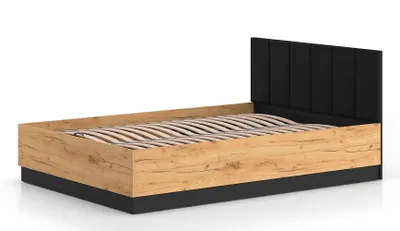 Obrázek produktu pro Manželská postel 140x200 MING s úložným prostorem - dub craft zlatý / černá