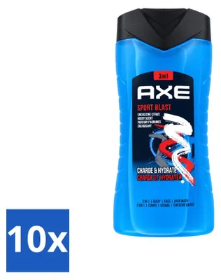 Image de 10 flacons de gel douche Axe Sport Blast 3-en-1 - Revitalisant - 250 ml - Pack économique - 10 pièces