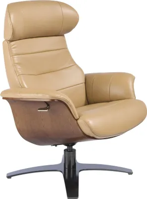 Image de Angel Cerdá Fauteuil pivotant en cuir couleur sable 5087